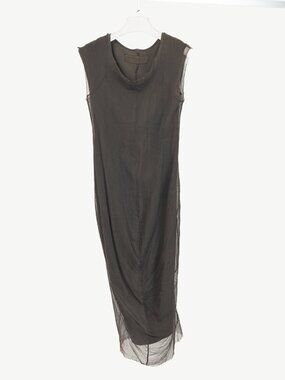 Rundholz Dip Brown Cotton Mesh & Jersey Midi Dress